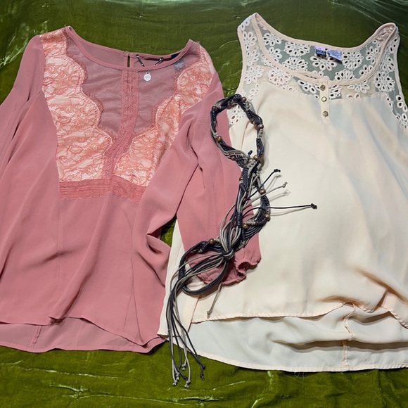 BKE Tops - BKE Med blouse,Macramé belt ,LoveonaHanger size L
